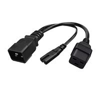 PURPLELILY 3-pin IEC320-C20 Male Plug To IEC320-C7+C19 Female Adapter Cord Y-splitter Power Supply Converter Cable Line