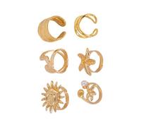 PURPLELILY 4Pcs Set Creative Scallops Starfishes Open Rings For Women And Men Adjustable Knuckles Jewelry In Gold/Silver Color Goth Jewelry