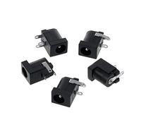 PURPLELILY 5 Pcs DC-005 Black For Socket Connector 5.5x2.1mm Barrel-Type PCB Connector Plug Adapter Screw Solder Bucket Socket Cord Pigtail Cable Bulkhead Panel Router Outlet