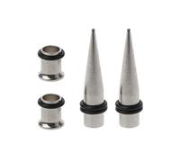 PURPLELILY 7mm Gauges Stainless Steel Tapers And Tunnels Ear Stretching Kit With O-Ring 2 Steel Tapers & 2 Tunnels Boys Girls Body Jewelry For Women Piercings Hood