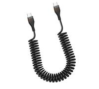 PURPLELILY Anti Twist 120W Type C To Type C Cable Cord 100cm Spring Coil Structure Fast Data Transmission 480Mbps For Mobile Device Fast Charging Cable For Tablets Laptops