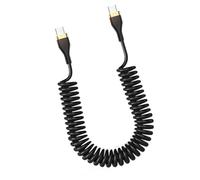 PURPLELILY Anti Twist 120W Type C To Type C Cable Cord 100cm Spring Coil Structure Fast Data Transmission 480Mbps For Mobile Device Fast Charging Cable For Tablets Laptops