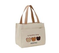 PURPLELILY Bear Canvas Grocery Bag Design Spacious Compartment Soft Handles On-the-Go Essential Stylish Canvas Bag with Embroidered Bear Multiple Pockets Ergonomic Handles Practical Construction Easy