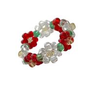 PURPLELILY Colorful Beaded Rings Elastic Adjustable Designs Flower Rings Accessory For A Individualized Fit And Fashion Statement Beaded Adjustable