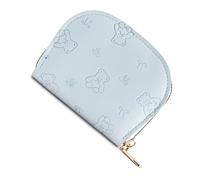 PURPLELILY Elegant Women PU Wallet with Embossed Bows Bear Pattern Compact Card Holder Coin Purse for Easy Storage and Daily Use Compact Card Holder for Shopping