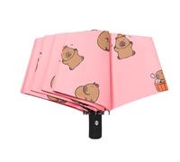 PURPLELILY Elegent Three Fold Umbrella With Print Sun And Rain For Family Users Rain Defense Sun Resistant Automatic Folding