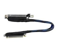 PURPLELILY Fast Speed 64GT/s PCIe 5.0 Right Exit GPU Extension Cable 270° Turn Braided Wiring Cord Bidirectional Bandwidth for PC Braided GPU Extension Cable