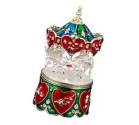 PURPLELILY Gift-Ready Enameled Carousel Jewelry Organiser Alloy Crafted Rotating Display Box for Earrings Necklaces Elegant Enameled Jewelry Organiser