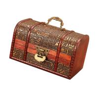 PURPLELILY Handcrafted Wooden Antique Jewelry Chest Decorative Lockable Keepsakes Container Storage Box For Collectible Items Handcrafted Wooden Keepsakes Box