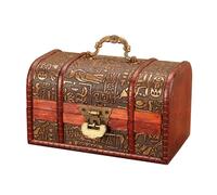 PURPLELILY Handcrafted Wooden Antique Jewelry Chest Decorative Lockable Keepsakes Container Storage Box For Collectible Items Handcrafted Wooden Keepsakes Box