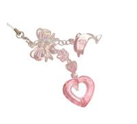 PURPLELILY Heart Bowknot Dolphin Pendant Phone Charm Hangings Rope Sweet Phone Chain Strap Bag Decoration Keychain Accessory