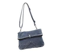 PURPLELILY Japanese Inspired Washed Jeans Bag with Multiple Pockets Practical Lightweight Casual Shoulder for Daily Use Jeans Japanese Streetwear