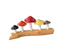 PURPLELILY Miniature Colorful Mushrooms On Tree Stump Models Resins Mushroom Figurine Ornament For Home Decors Or Garden Sculpture Resins Mushroom Figurine
