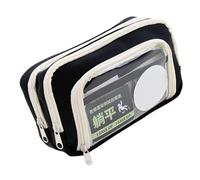 PURPLELILY Multi Layered Pencil Case High Capacity Bag Marker Organizers Pouches Art Supplies Pouches Travel Cosmetic Bag Oxford Fabric Organizers