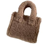 PURPLELILY Multifunctional Furry Shoulder Bag Fashionable Women Small Handbag Soft Plush Crossbody Bag Faux Lambwool Satchel Purse Faux Lamb Wool Handbag