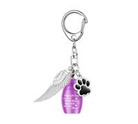 PURPLELILY Pet Holders Chain Wing MemorialS Pendant Premium Stainless Steel Pet Jewelry Urn Chain with Crystal