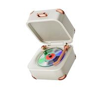 PURPLELILY Portable Bluetooth-compatible Sound Box with 10Hrs Playing Time Vintaged Turntable Design for Outdoor Travel Home Use Vintaged Portable Bluetooth-compatible