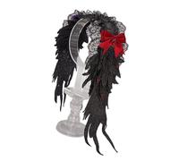 PURPLELILY Punk Hairband With Punk Lace And Angel Wing Bowknot Adjustable For Women Girl Costume Event Accessories Gothic Angel Wing