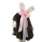 PURPLELILY Rabbits Ears Small Hat With Hair Clip Hair Accessory For Women With Rose Flower Lace Designs For Halloween Party Gathering Women Fashion Headwear