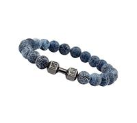 PURPLELILY Stretch Rope Strands for Men Featuring Natural Elegant Lavaed Stone and Dumbbell Charm Daily Use Casual Wear Energy