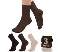 Purplepig 3 Pairs Grip Pilates Socks Non-Slip Yoga Socks for Women Pilates, Pure Barre, Barefoot Workout, Pregnancy, Hospital, 08 Beige/Brown/Coffee, 5.5-9