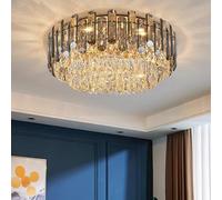 purpleq Modern Luxury Round Crystal Chandelier: 50Cm Ceiling Hanging Pendant Light - Contemporary Lighting Fixture Lamp for Kitchen Island Bedroom Transparent,50cm
