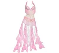 purpleq Women Belly Belly Carnival Dance Dress Professional Indian Bollywood Halloween Bra and Belt Mermaid Costume 2-Piece,pink,S