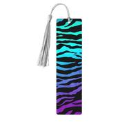 Purples Blue Green Camouflage Zebra Stripes Print Wooden Bookmark with Tassel, Exquisite Pattern Ideal Gift for Book Lovers, for Home Office Library