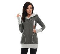 Purpless Maternity 2in1 Pregnancy Nursing Sweatshirt Hoodie Pregnant Breastfeeding Woman Hooded Top 9056 (14, Dark Gray Melange)