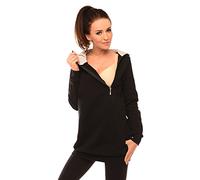 Purpless Maternity 2in1 Pregnant Breastfeeding Women Sweatshirt Hooded Top with Pockets B9052 (18, Black)