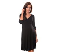 Purpless Maternity Classic Pregnancy Dress Vneck A line 4400 (UK, Numeric, 12, Regular, Regular, Black)