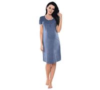 Purpless Maternity Pregnancy & Nursing Button Opening Lace Finish Nightdress SF6066 (10, Indigo Jeans Melange)