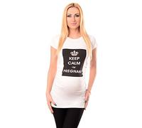 Purpless Maternity Printed Cotton Top Pregnancy T-Shirt Tee for Pregnant Women Slogan Keep Calm I'm Pregnant Print 2008 (18, White)