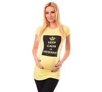 Purpless Maternity Printed Cotton Top Pregnancy T-Shirt Tee for Pregnant Women Slogan Keep Calm I'm Pregnant Print 2008 (16, Yellow)