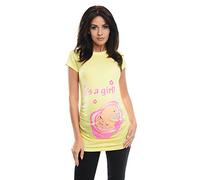 Purpless Maternity Top Pregnancy T-Shirt Tee Pregnant Women Slogan Print It's a Girl 2001 (18, Yellow)