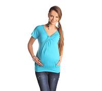 Purpless Maternity V Neck Twist Knot Front Pregnancy Top Blouse for Pregnant Women 6065 (12, Sky Blue)