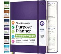 Purpose Planner A5 Undated Monthly Weekly Daily Productivity Journal 2024 Life Health Goal Setting Business Tool for Professionals Moms Academic Student Organizer Notebook (5.8"x8.3" Purple Softcover)
