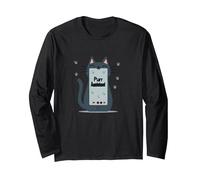 Purr Assistant: Cute Cat Smartphone Design for Pet Lovers Long Sleeve T-Shirt, Adult Unisex, Black, M