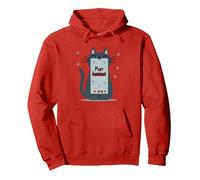Purr Assistant: Cute Cat Smartphone Design for Pet Lovers Pullover Hoodie, Adult Unisex, Red, XL