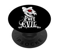 Purr Evil Cat Skeleton Goth Pentagram Occult Halloween Pun PopSockets Adhesive PopGrip