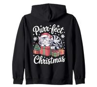 Purr Fect Christmas Cat Holiday Santa Hat Kittens Zip Hoodie
