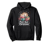 Purr Fect Christmas Cat Kitten Holiday Snow Theme Pullover Hoodie