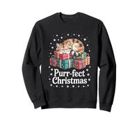 Purr Fect Christmas Cat Kitten Holiday Snow Theme Sweatshirt