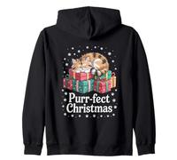 Purr Fect Christmas Cat Kitten Holiday Snow Theme Zip Hoodie