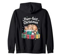 Purr Fect Christmas Sleeping Kitten Holiday Cheer Zip Hoodie