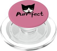 Purr Fect Purrfect Tuxedo Cat Illustration PopSockets PopGrip for MagSafe