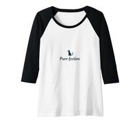 Purr-Fection: Playful Cat Lover Wordplay Raglan Baseball Tee, Women, Black/White, XXL