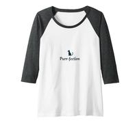 Purr-Fection: Playful Cat Lover Wordplay Raglan Baseball Tee, Women, Dark Heather/White, S