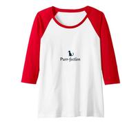 Purr-Fection: Playful Cat Lover Wordplay Raglan Baseball Tee, Women, Red/White, XXL