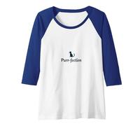 Purr-Fection: Playful Cat Lover Wordplay Raglan Baseball Tee, Women, Royal Blue/White, XXL
